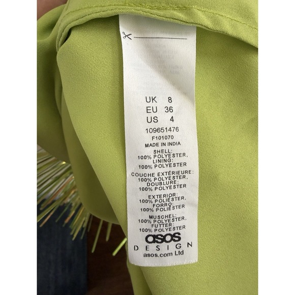 ASOS Edition Sequin Shard Backless Bright Green Mini Dress Party Cocktail Sz 4P - Picture 11 of 11